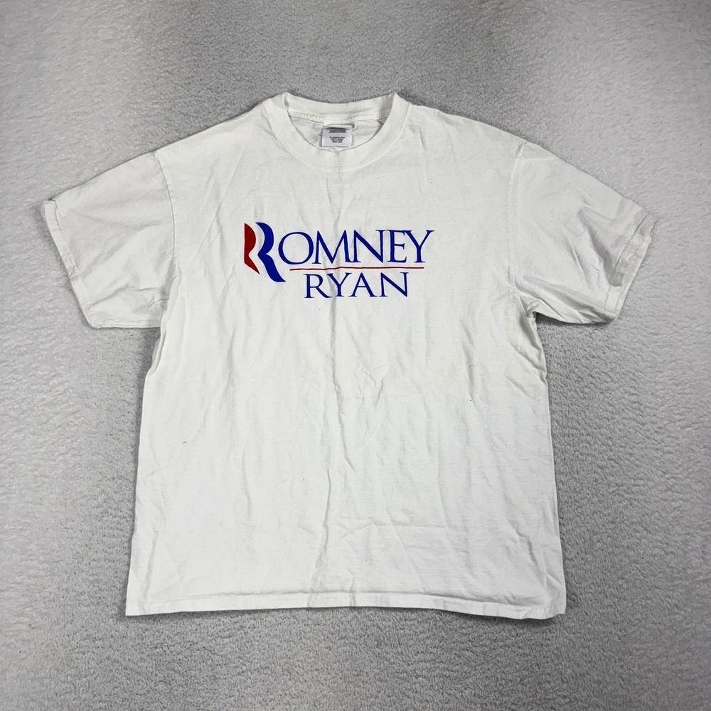 Vintage Romney Ryan 2012 Campaign Tee Mens Large White Port And Company T-Shirt